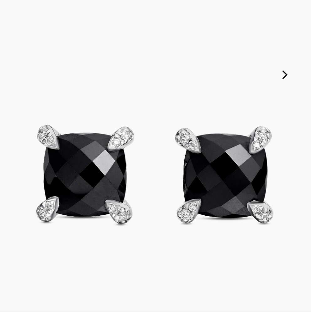 DY Silver Onyx&diamonds stud earrings.